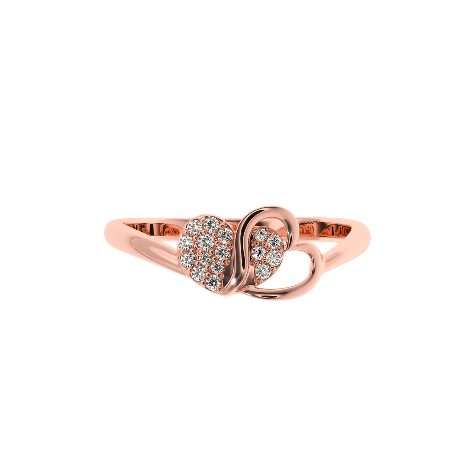 0.12 CT Eternal Love Duo Heart Diamond Ring – 14K Gold
